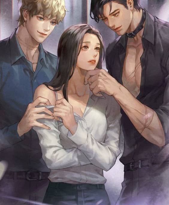 Chica decidiendo con cuál hombre quedarse
